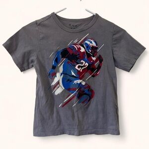 Boys Small Size 5/6 PLACE Short Sleeve Football Player Gray Graphic T-Shirt